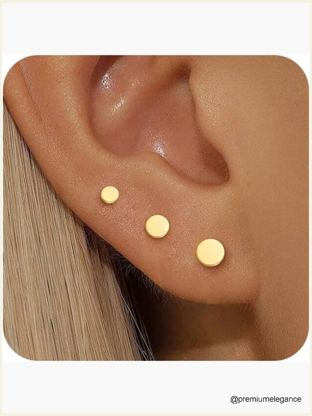 3 Pairs 14k Gold Stud Earrings for Women Hypoallergenic 925 Sterling Silver